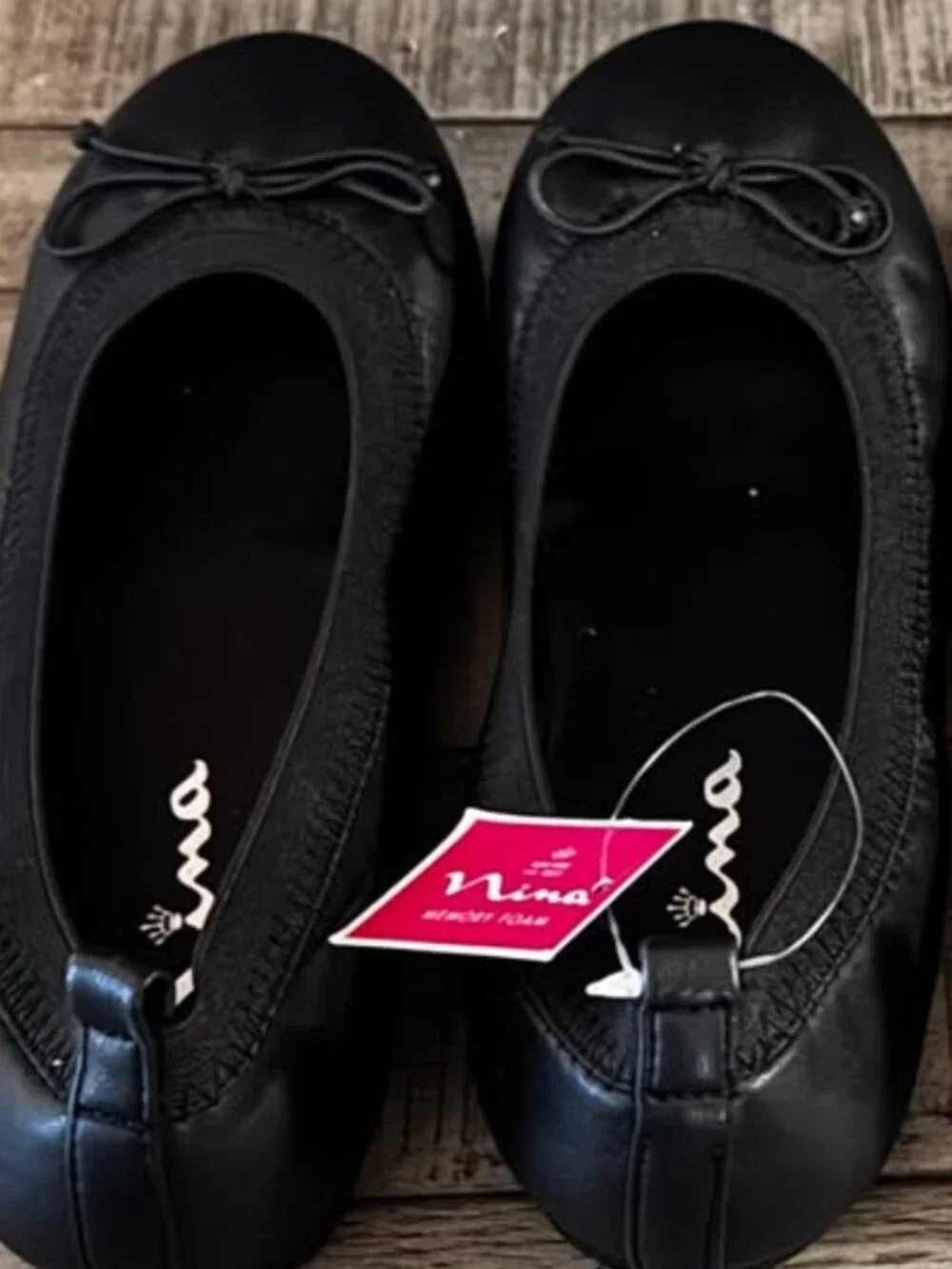 Nina Girls' Black Ballet Flats w/Bow, Size: Kids, Girls 3, New, NWT